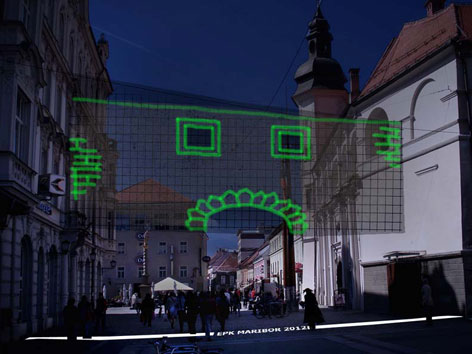 Lichtinstallation in einer Straße in Maribor