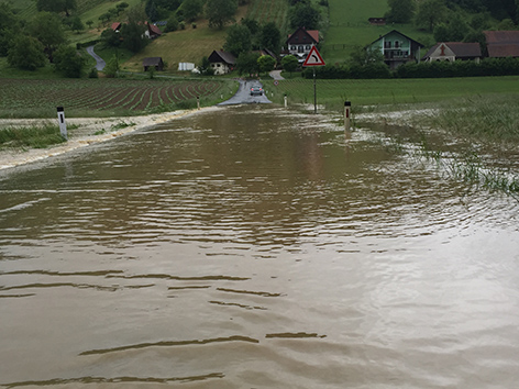 Straße Überschwemmt L266 Wieden Gemeinde Straden