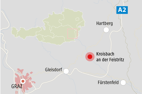 Karte zum Brand in der Steiermark