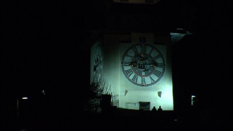 Licht Uhrturm Kunsthaus Dunkelheit Graz
